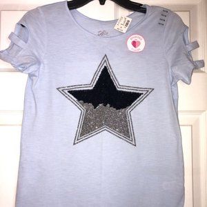 Justice Short Sleeve Top With Reversible Sequins